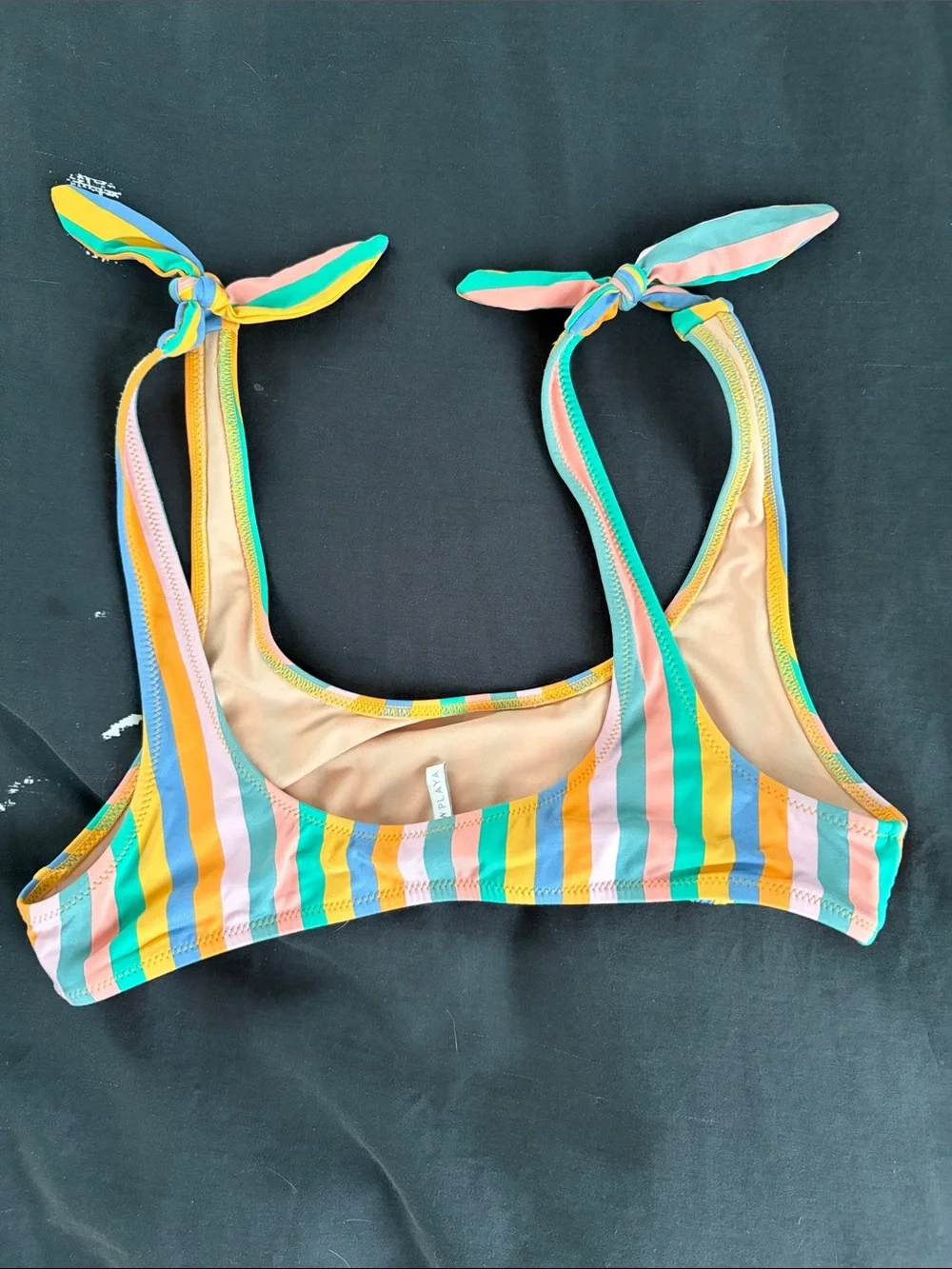 J Crew Playa Striped Tie-Shoulder Bikini Top in Multicolor - Picture 5 of 6